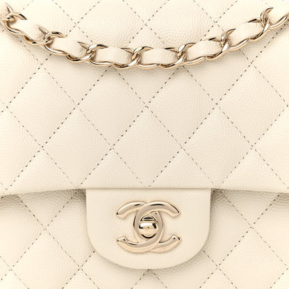 Chanel Caviar Quilted Medium Double Flap White 8 of 11