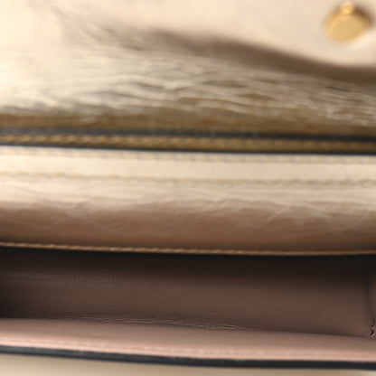 Valentino Garavani Metallic Crackle Effect Calfskin Vlogo Small Loco Shoulder Bag Platino 5 of 10