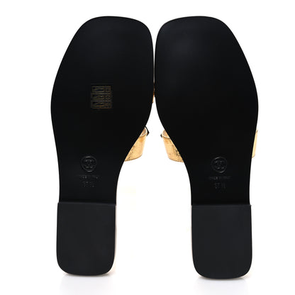 Chanel Crackled Laminated Calfskin CC Cut Out Mules Sandals 37.5 Gold 7 of 11