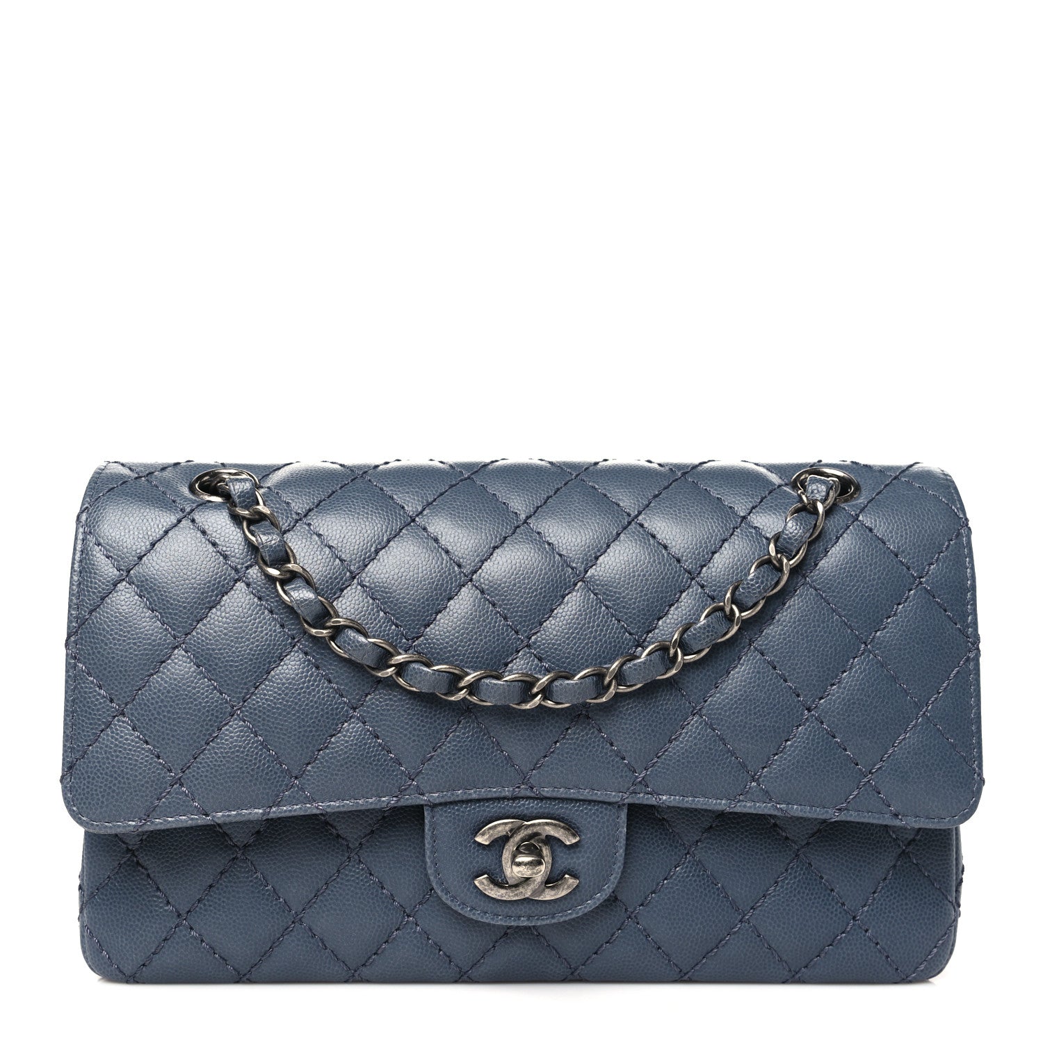 Chanel Caviar Quilted Medium Double Flap Grey 1 of 12