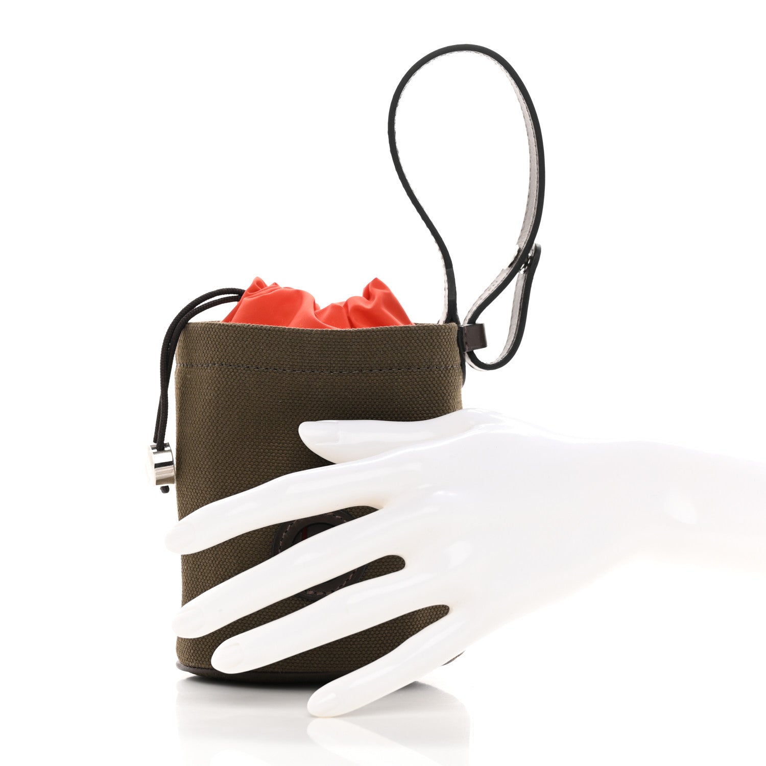 Hermes Coated Canvas On-the-Go Dog Pouch Kaki Feu 2 of 8