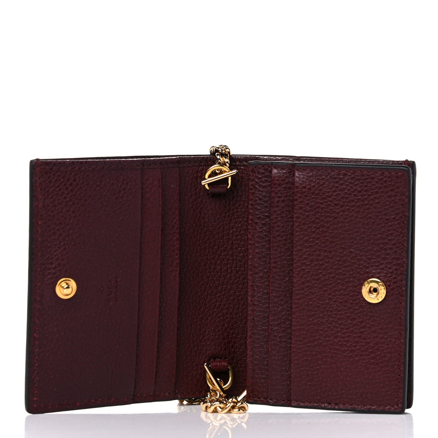 Gucci Grainy Calfskin Zumi Chain Card Case Wallet Vintage Bordeaux 5 of 8