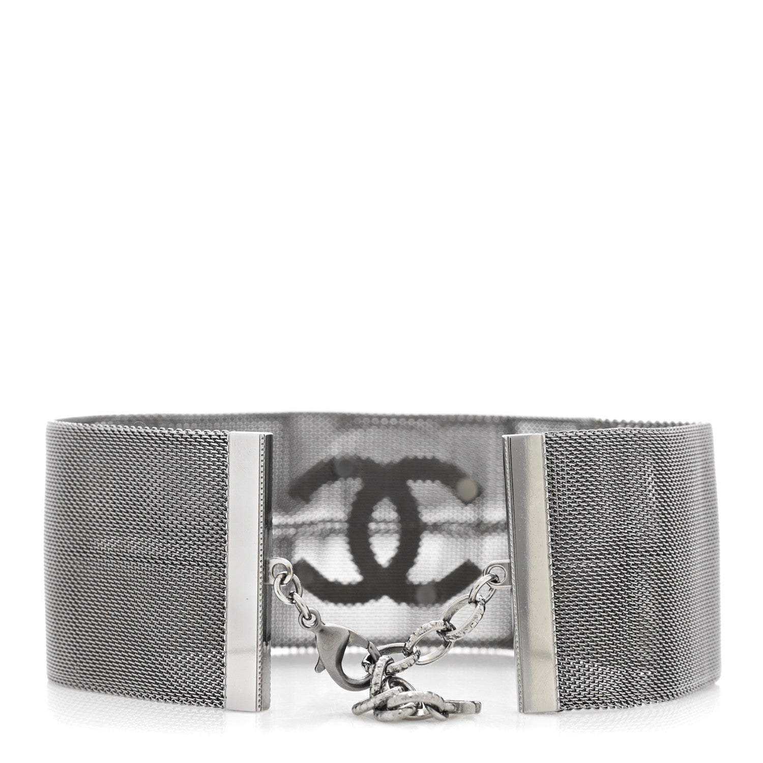 Chanel Metal Mesh CC Choker Necklace Ruthenium 2 of 4