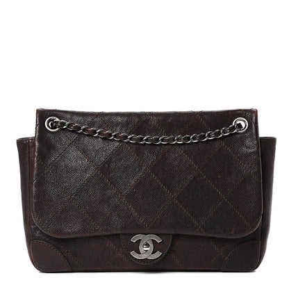 Chanel Caviar Outdoor Ligne Flap Dark Brown 1 of 15