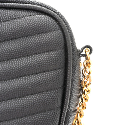 Saint Laurent Grain De Poudre Matelasse Monogram Mini Lou Camera Bag Black 10 of 10