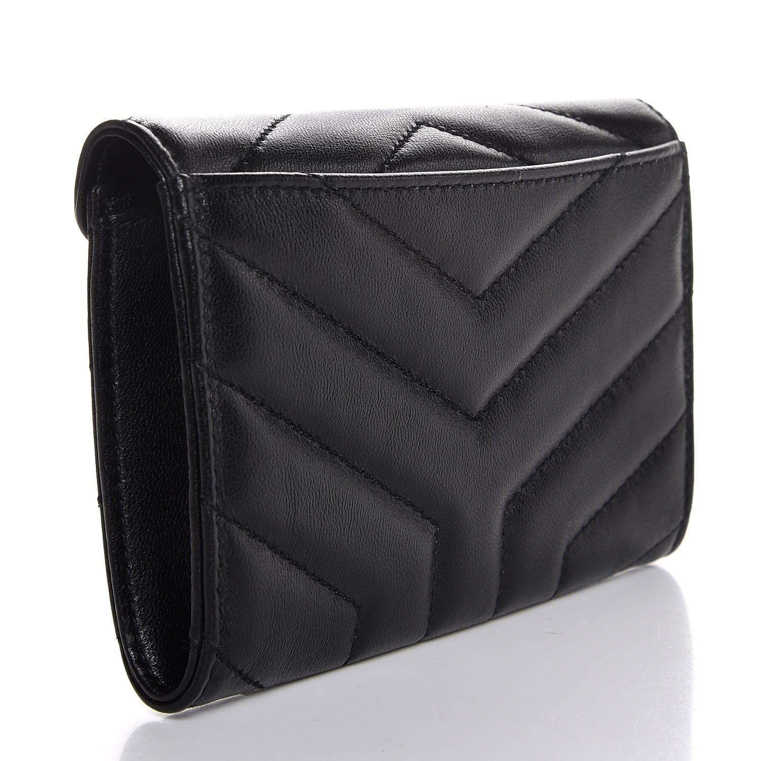 Saint Laurent Lambskin Y Quilted Monogram Small Loulou Envelope Wallet Black 3 of 8