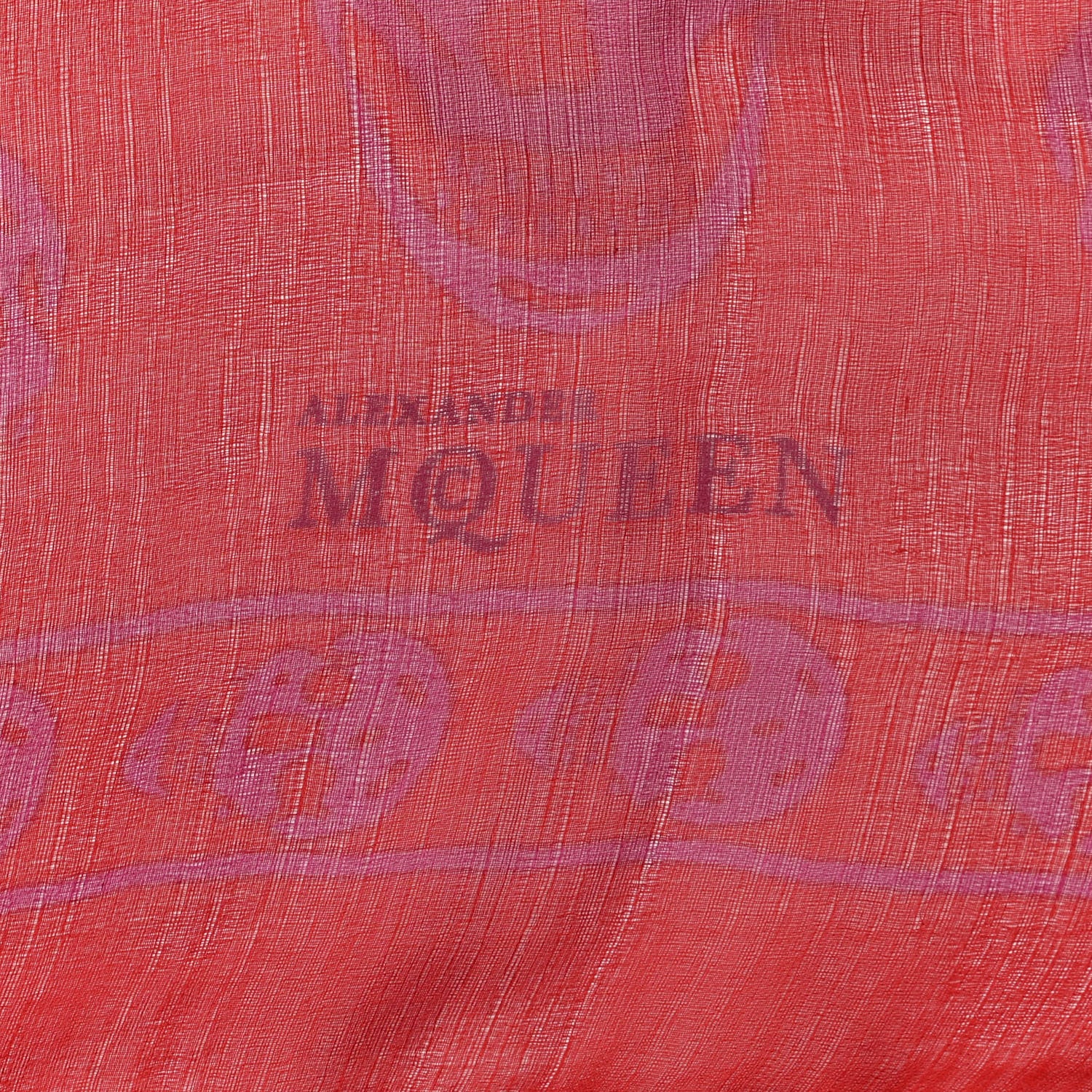 Alexander McQueen Silk Chiffon Skull Scarf Red 2 of 6