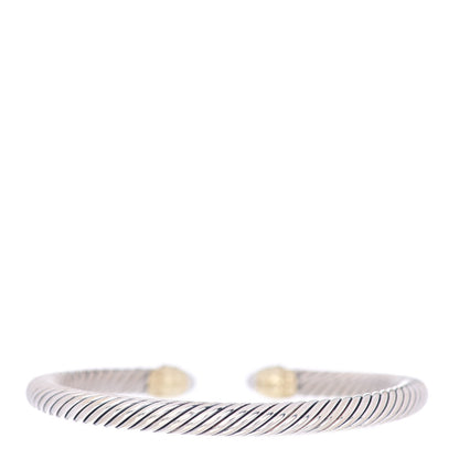 David Yurman Sterling Silver 14K Yellow Gold Pearl 5mm Cable Classics Petite Color Bracelet 3 of 4