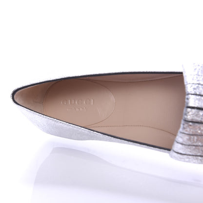 Gucci Galassia GG Marmont Fringe Flats 35 Argento 7 of 9