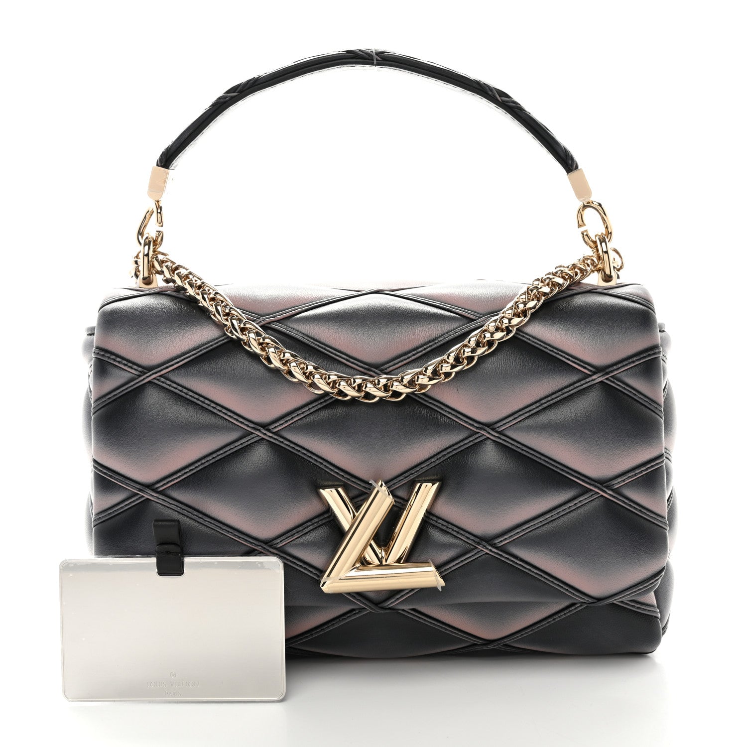 Louis Vuitton Lambskin Malletage Top Handle GO-14 MM Black Pink 3 of 10