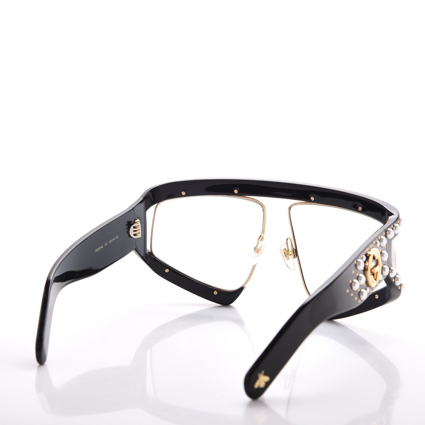 Acetate Pearl Rectangular Frame Sunglasses GG0234S Black