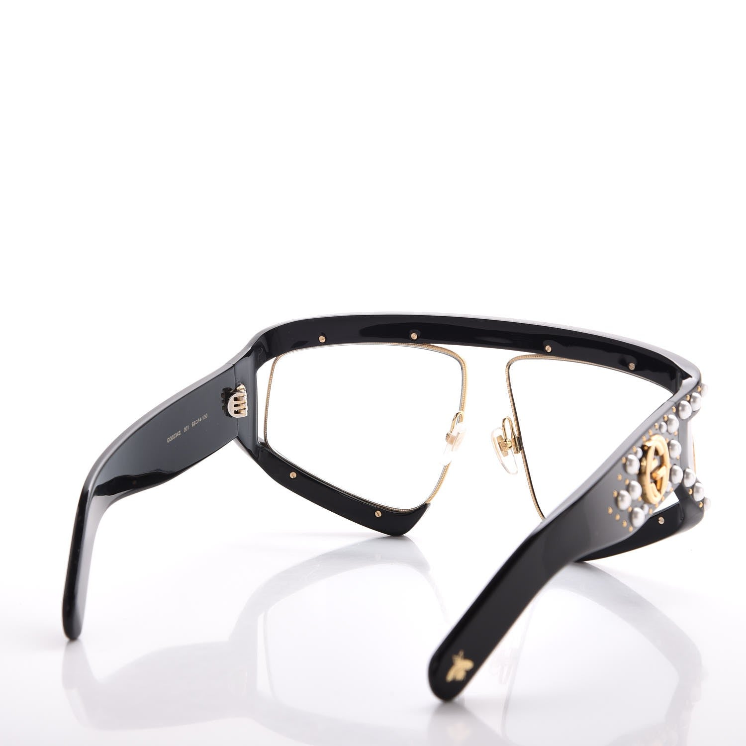 Gucci Acetate Pearl Rectangular Frame Sunglasses GG0234S Black 4 of 9