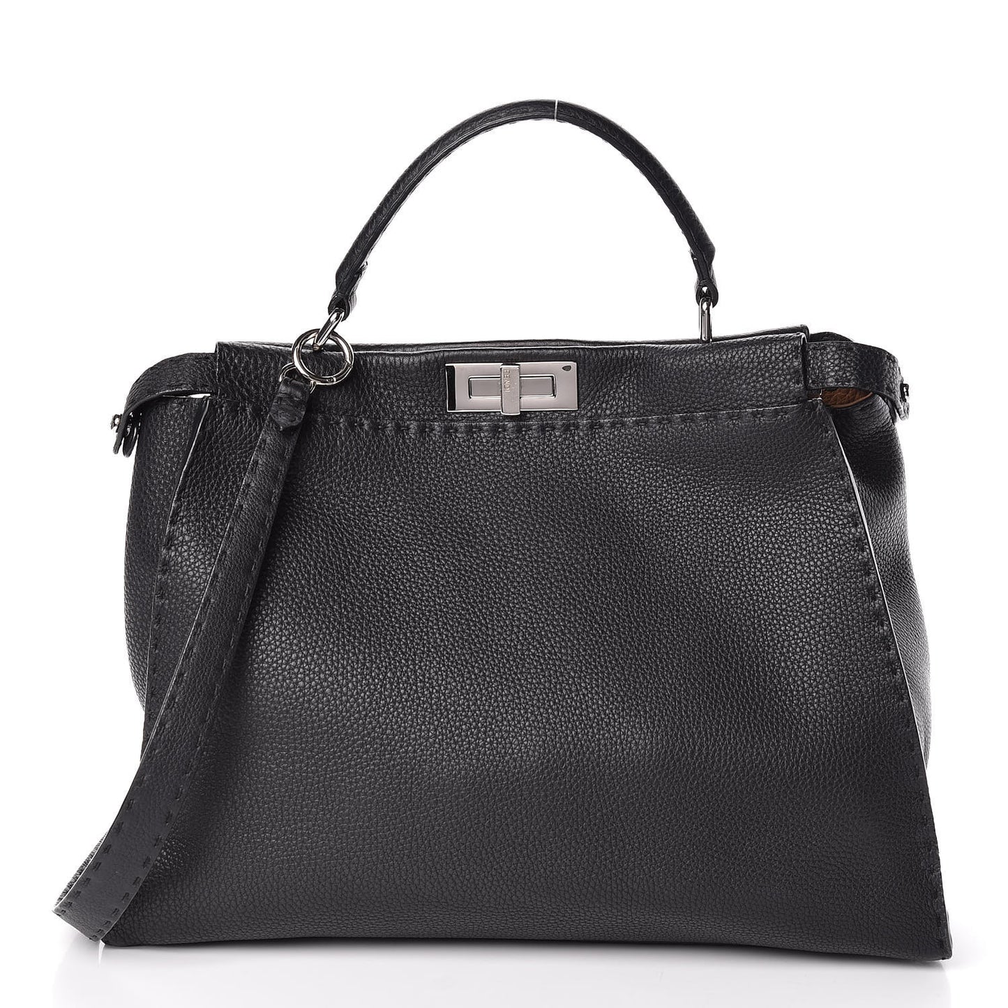 Cuoio Romano Selleria Bi-Color Large Peekaboo Iconic Satchel Black Mou