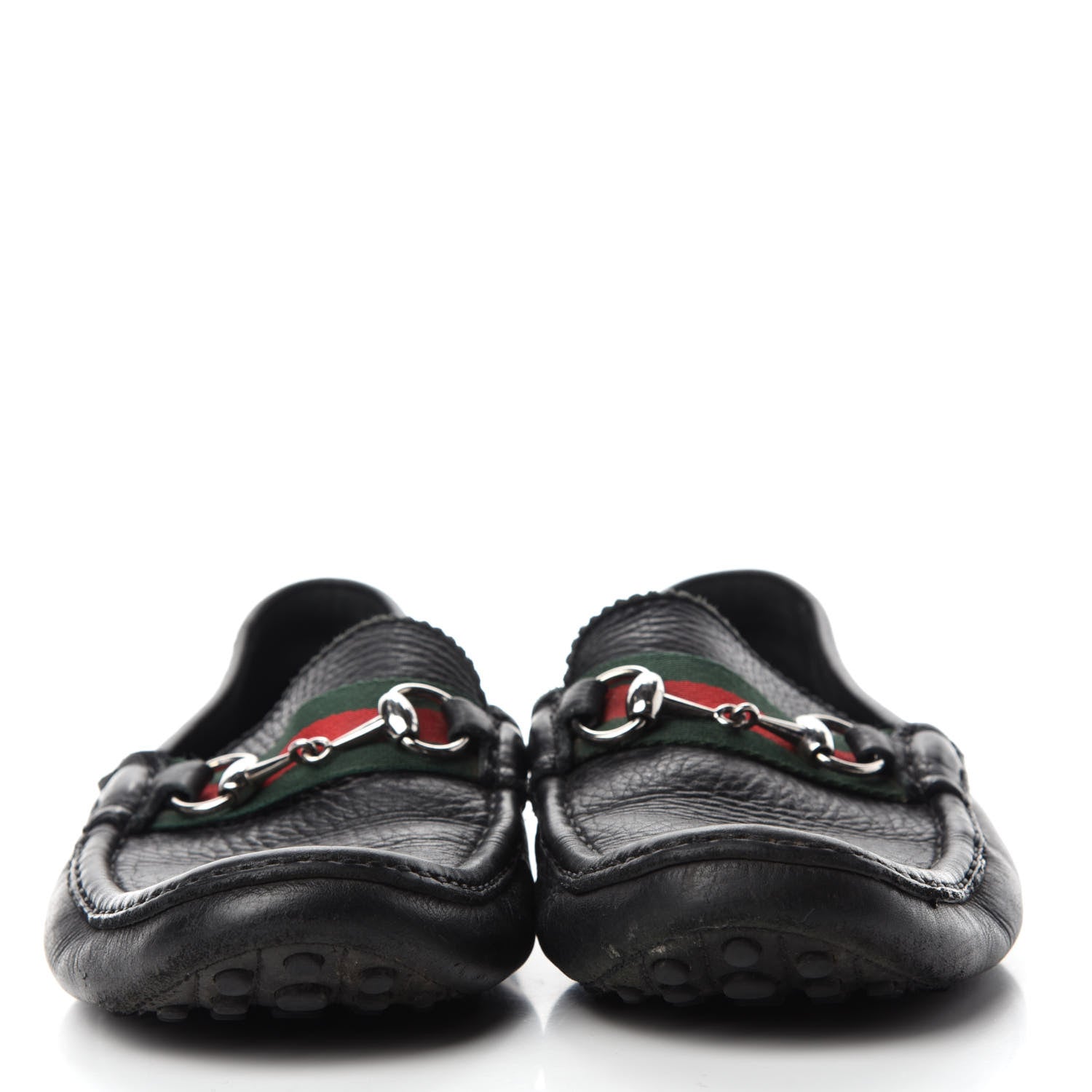 Gucci Calfskin Mens Horsebit Web Driver Loafers 8.5 Black 2 of 7
