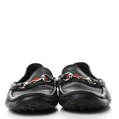 Gucci Calfskin Mens Horsebit Web Driver Loafers 8.5 Black 2 of 7