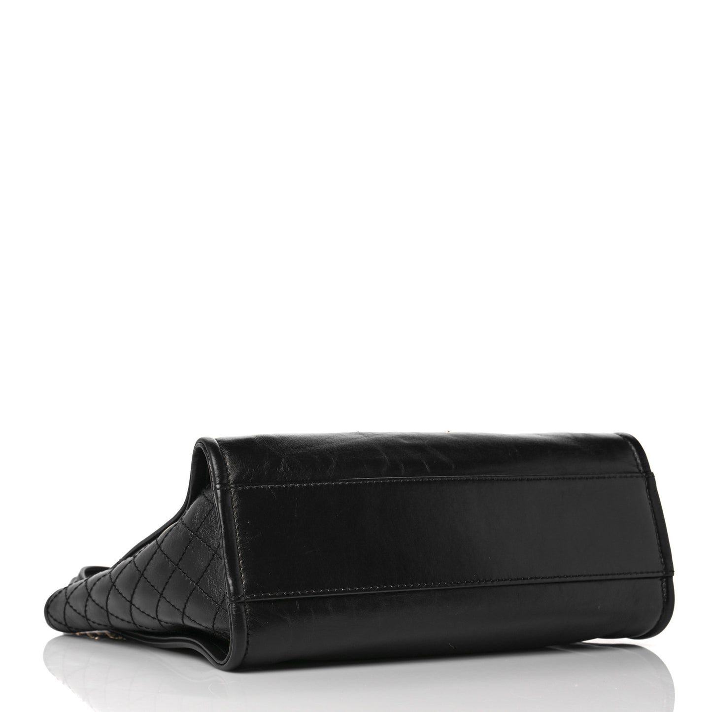Aged Calfskin Small Charms Deauville Tote Black