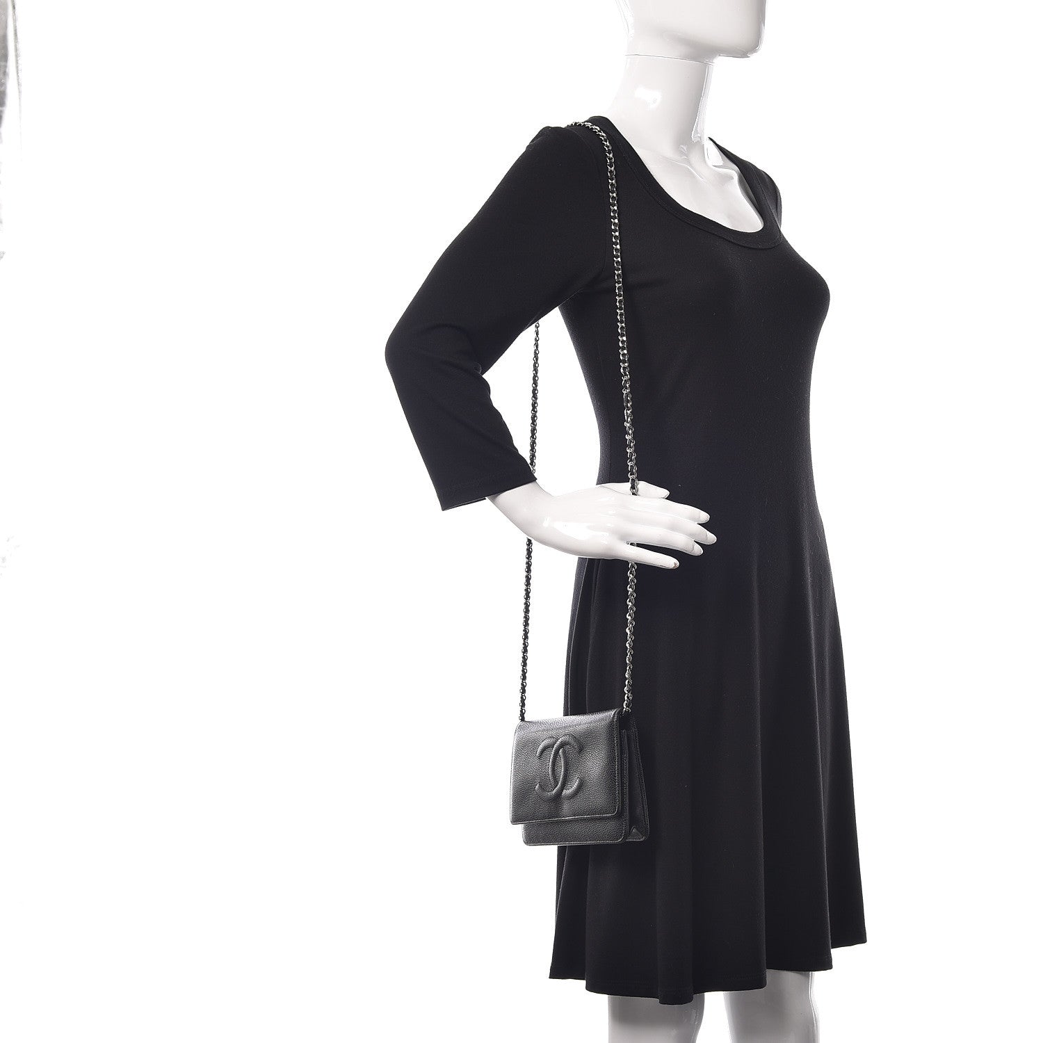 Chanel Caviar Timeless CC Wallet On Chain WOC Black 2 of 13