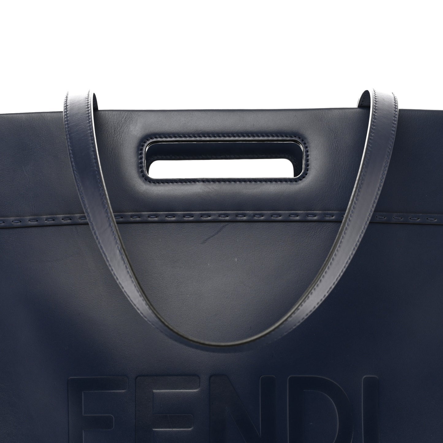 Vitello King Logo Embossed Shopping Tote Blueberry