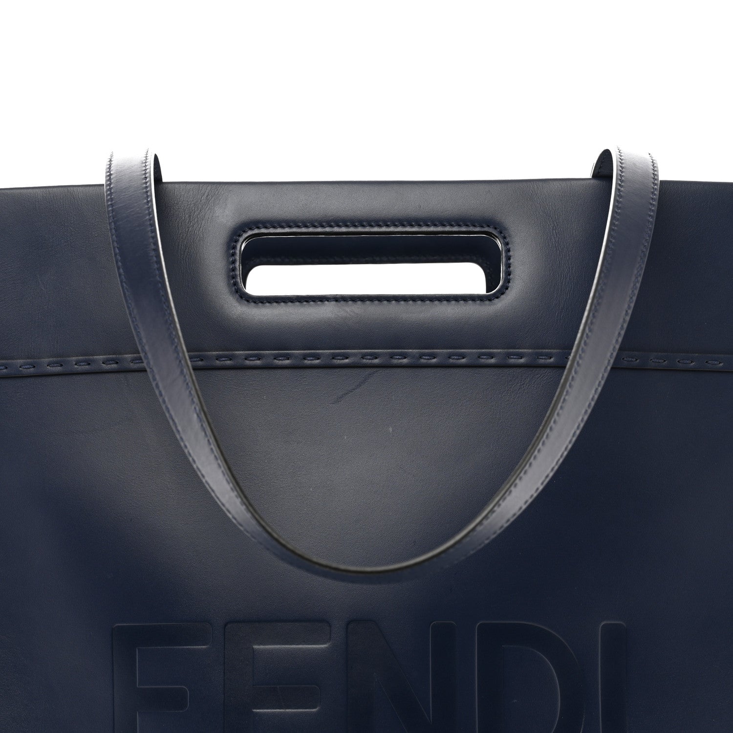 Fendi Vitello King Logo Embossed Shopping Tote Blueberry 5 of 11