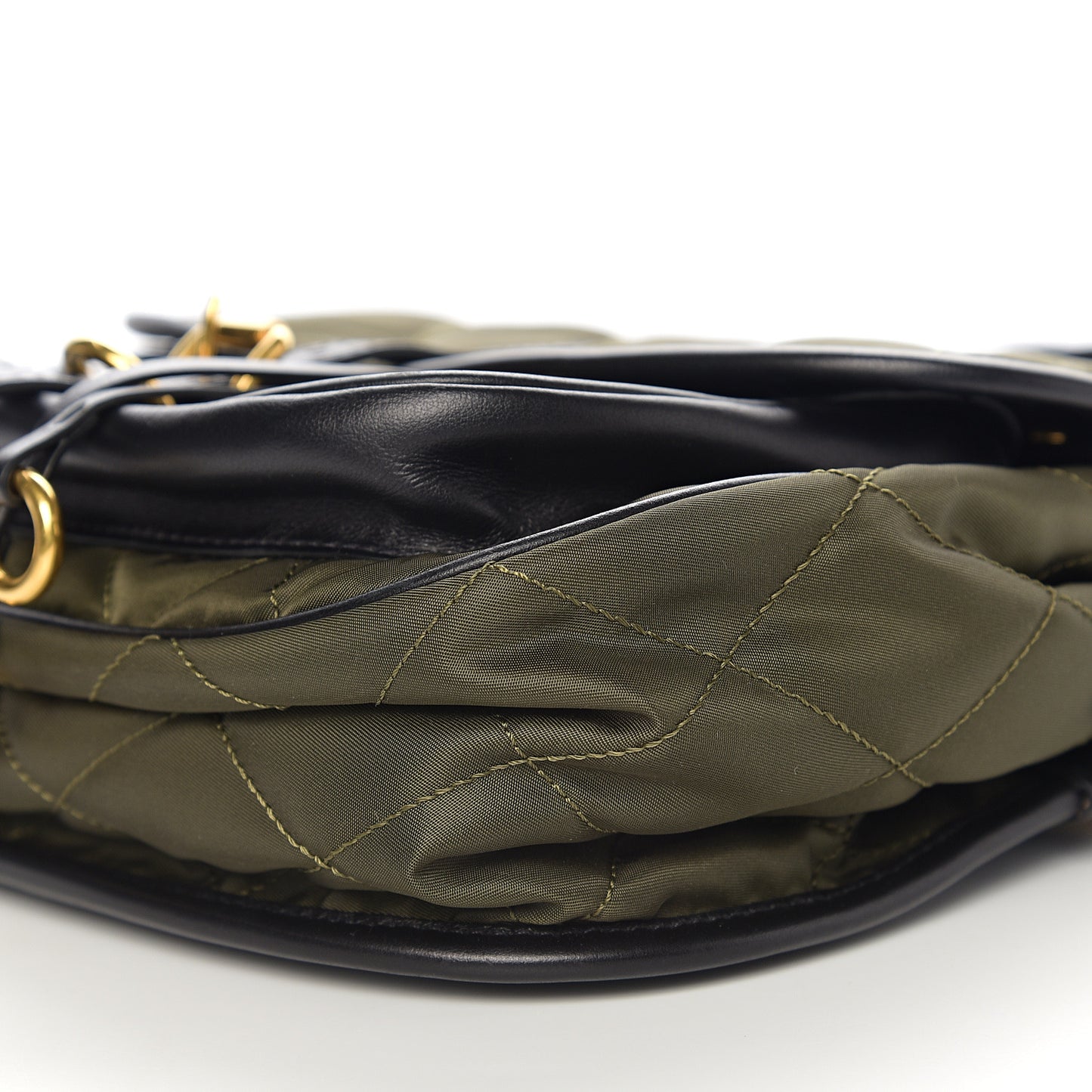 Nylon Calf Quilted Corsaire Bag Militare Black