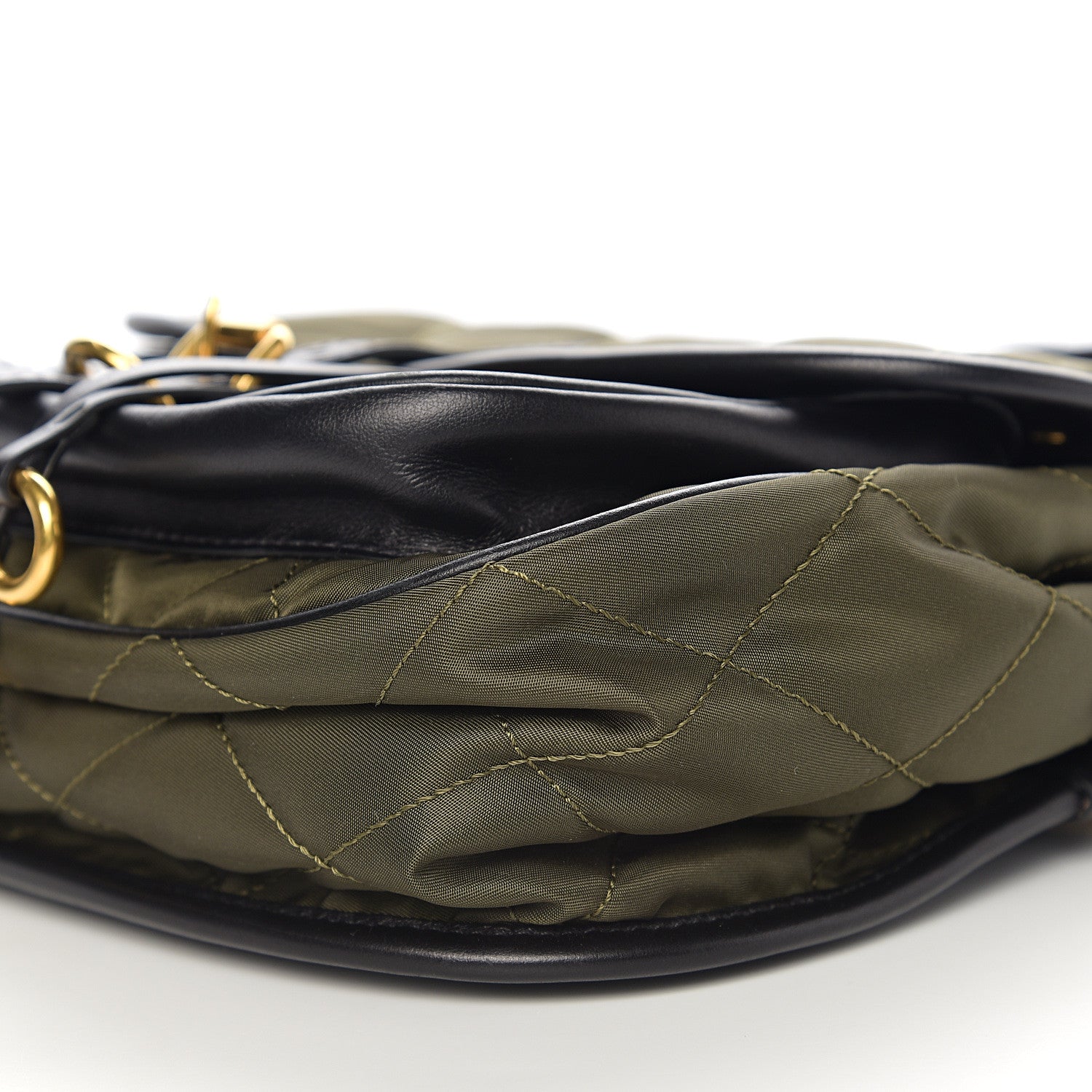 Prada Nylon Calf Quilted Corsaire Bag Militare Black 7 of 8
