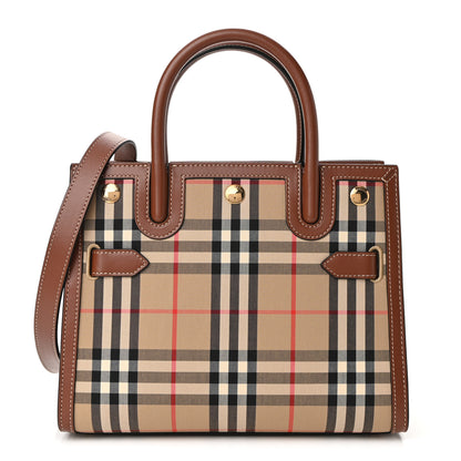Burberry Calfskin Vintage Check Mini Two Handle Title Bag Archive Beige 1 of 9