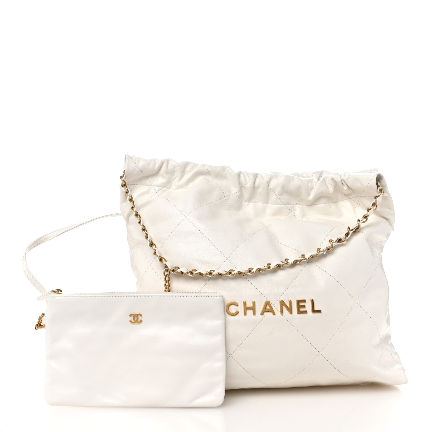 Chanel Shiny Calfskin Quilted Chanel 22 White 3 of 12