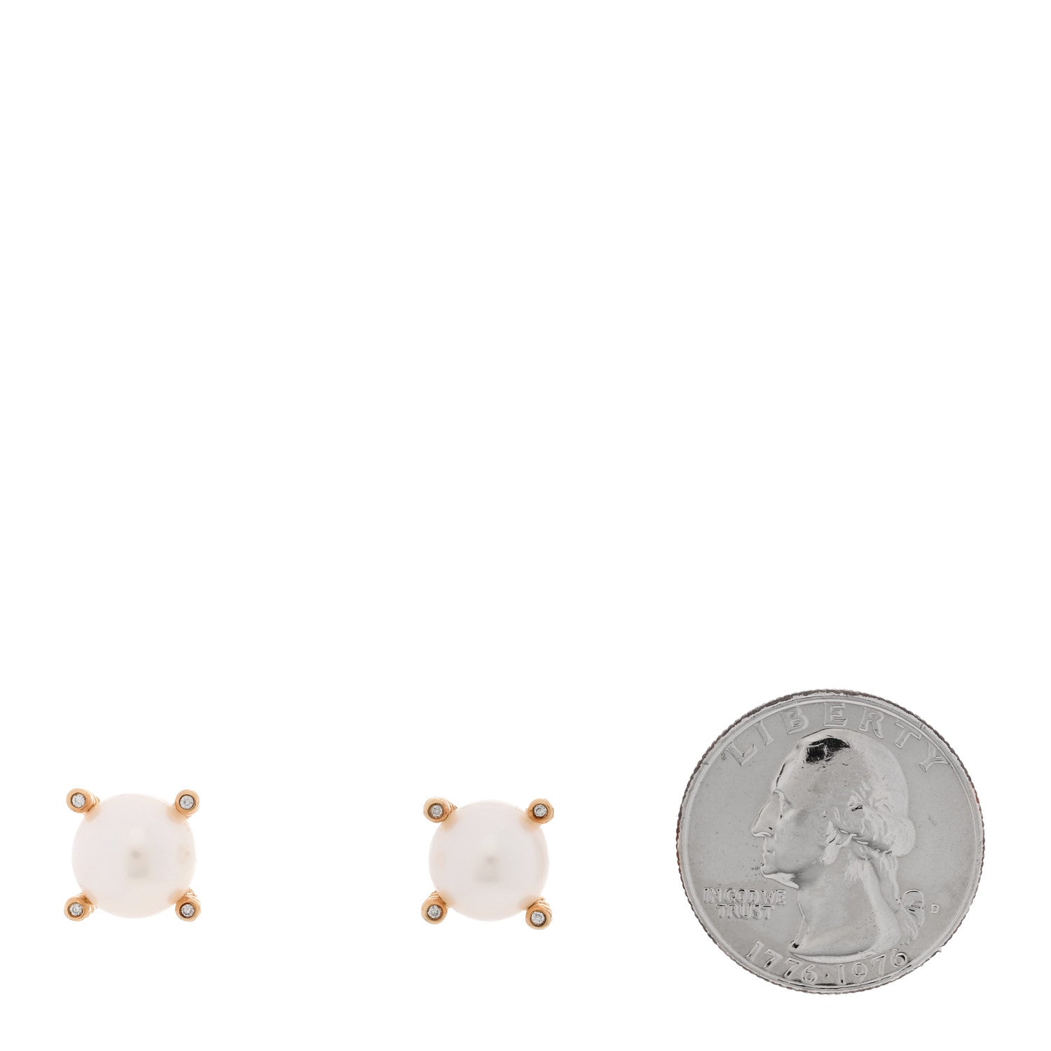 David Yurman 18K Yellow Gold Diamond Pearl Cable Stud Earrings 2 of 4