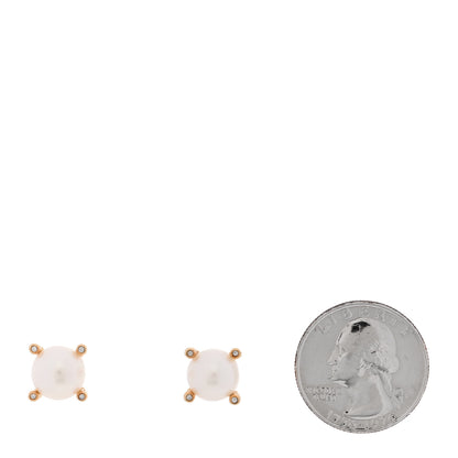 David Yurman 18K Yellow Gold Diamond Pearl Cable Stud Earrings 2 of 4
