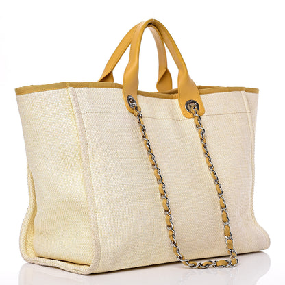 Chanel Woven Straw Raffia Large Deauville Tote Yellow 3 of 12