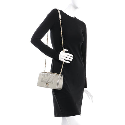 Chanel Metallic Sheepskin Chevron Quilted Small Vintage Mademoiselle Flap Light Gold 2 of 8