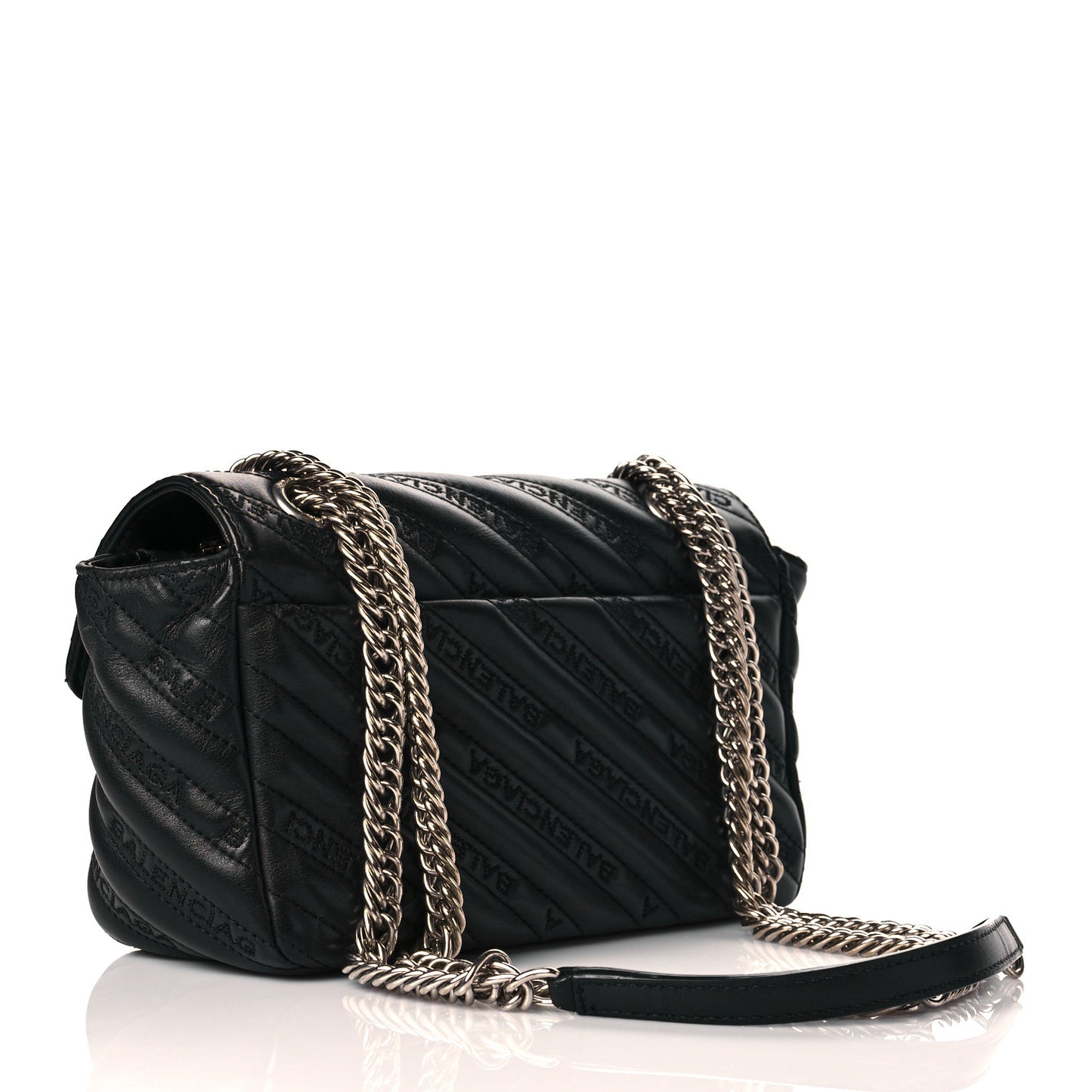 Calfskin Logo Matelasse S BB Round Shoulder Bag Black