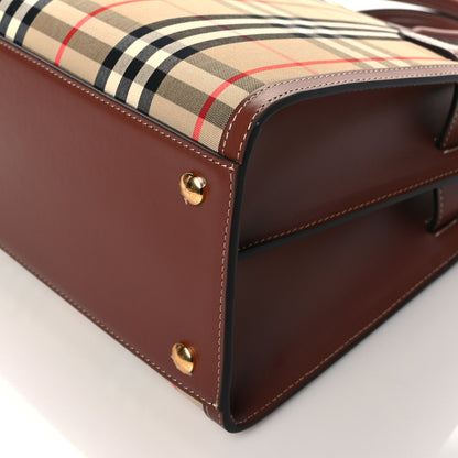 Burberry Calfskin Vintage Check Two Handle Title Bag Archive Beige 11 of 11