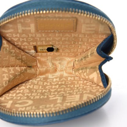 Chanel Lambskin Camellia Round CC Coin Purse Blue 7 of 7