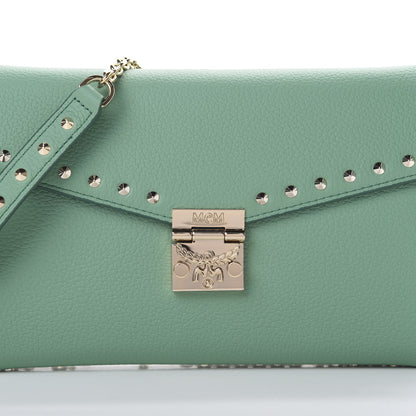 MCM Calfskin Studded Large Crossbody Wallet Mint 8 of 9