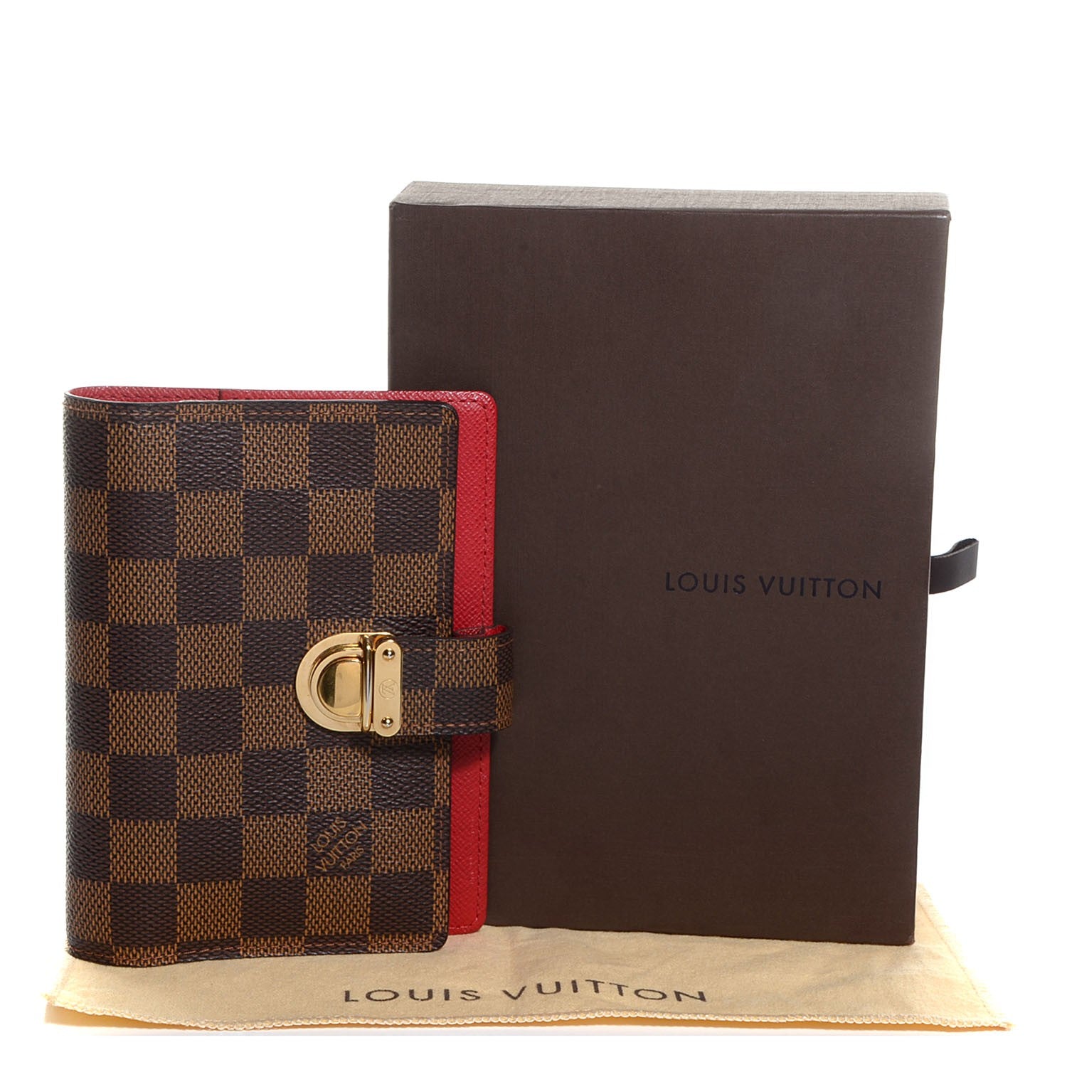 Louis Vuitton Damier Ebene Koala Small Ring Agenda Rouge Cover Red 5 of 8