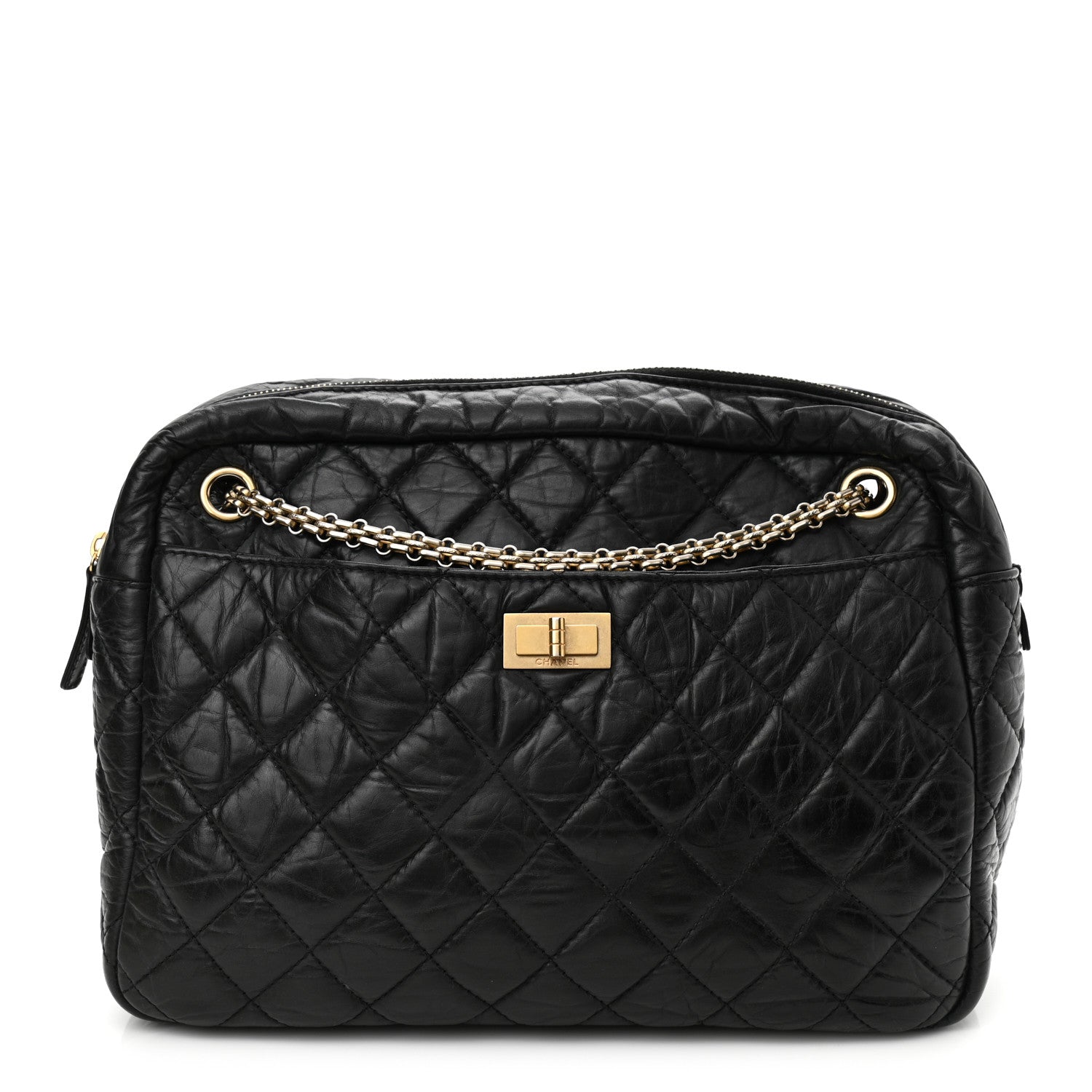 Chanel Aged Calfskin Quilted Large Reissue Camera Case Black 1 of 10