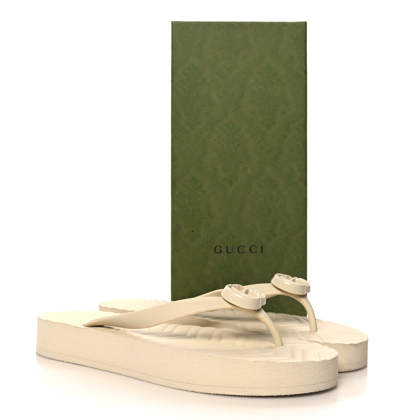 Rubber Chevron Womens GG Thong Sandals 41 Mystic White