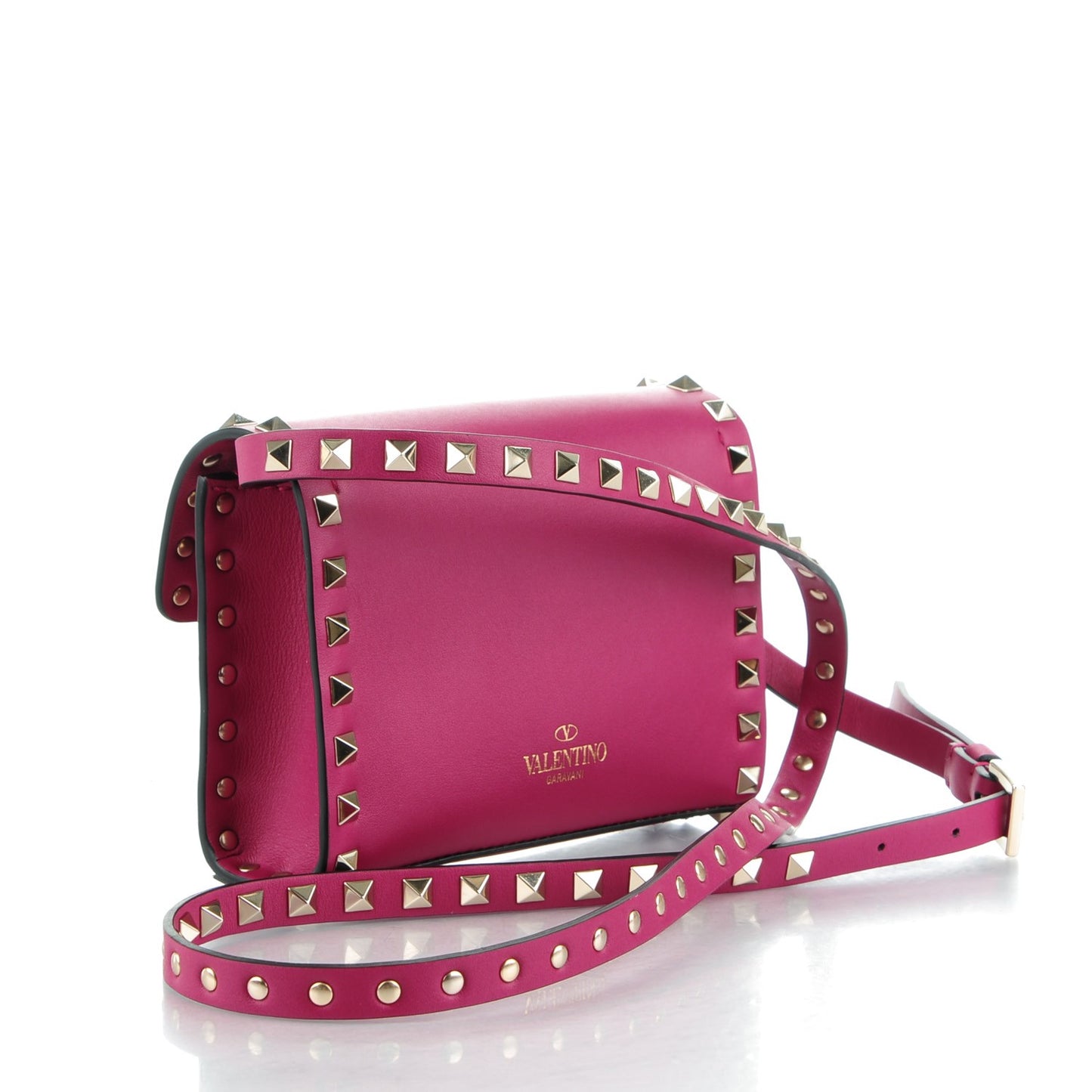 Vitello Mini Rockstud Flip Lock Crossbody Bag Deep Cyclamin