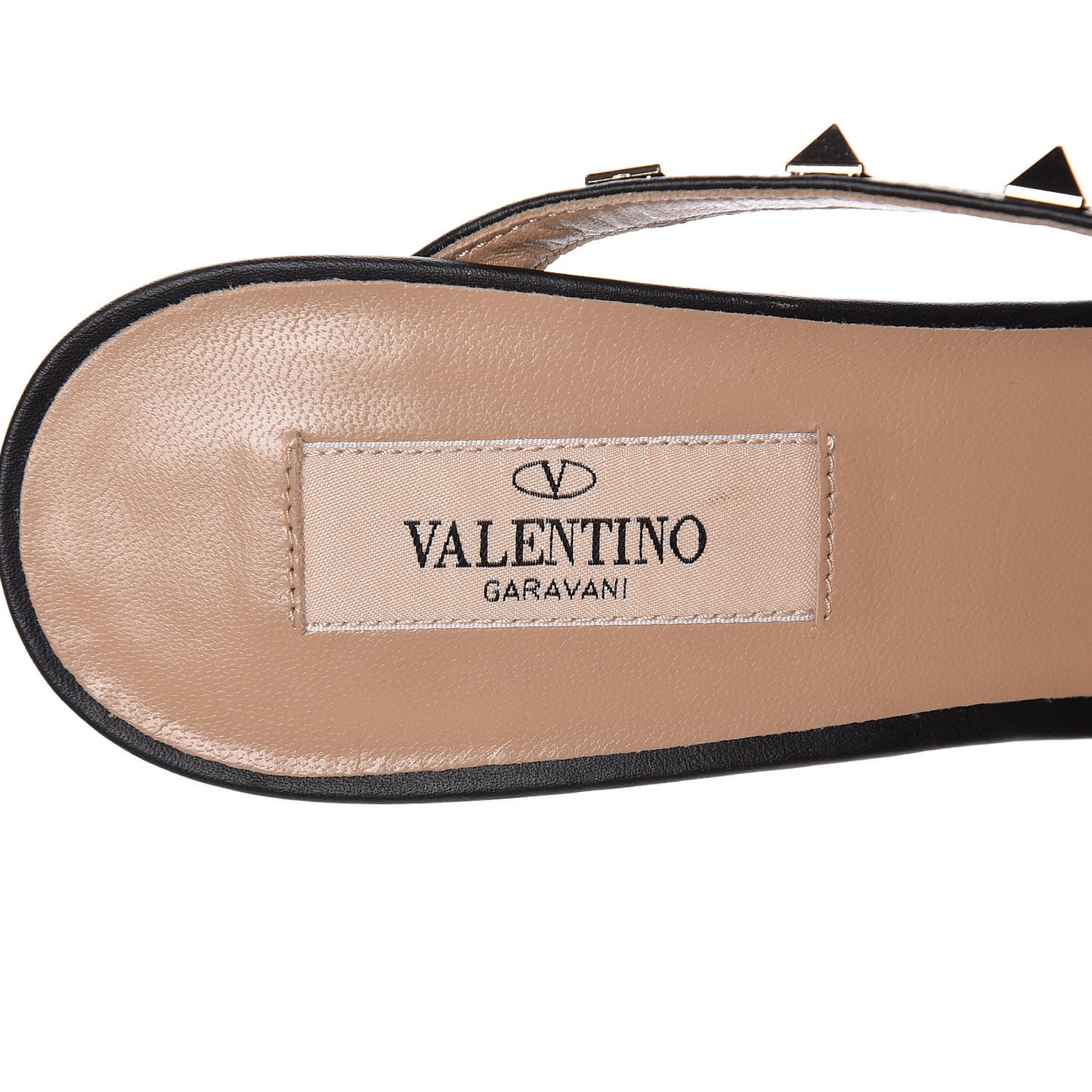 Pebbled Calfskin Rockstud Cross Strap 50mm Mules 38.5 Black