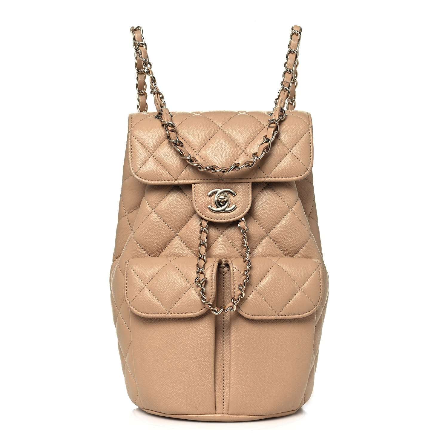 Chanel Caviar Quilted Double Pocket Backpack Beige 1 of 15