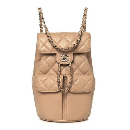 Chanel Caviar Quilted Double Pocket Backpack Beige 1 of 15