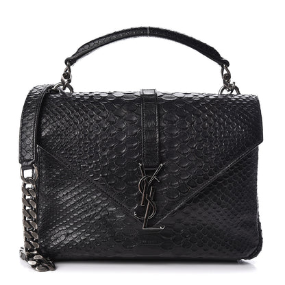 Saint Laurent Calfskin Python Embossed Monogram Medium College Bag Black 1 of 9