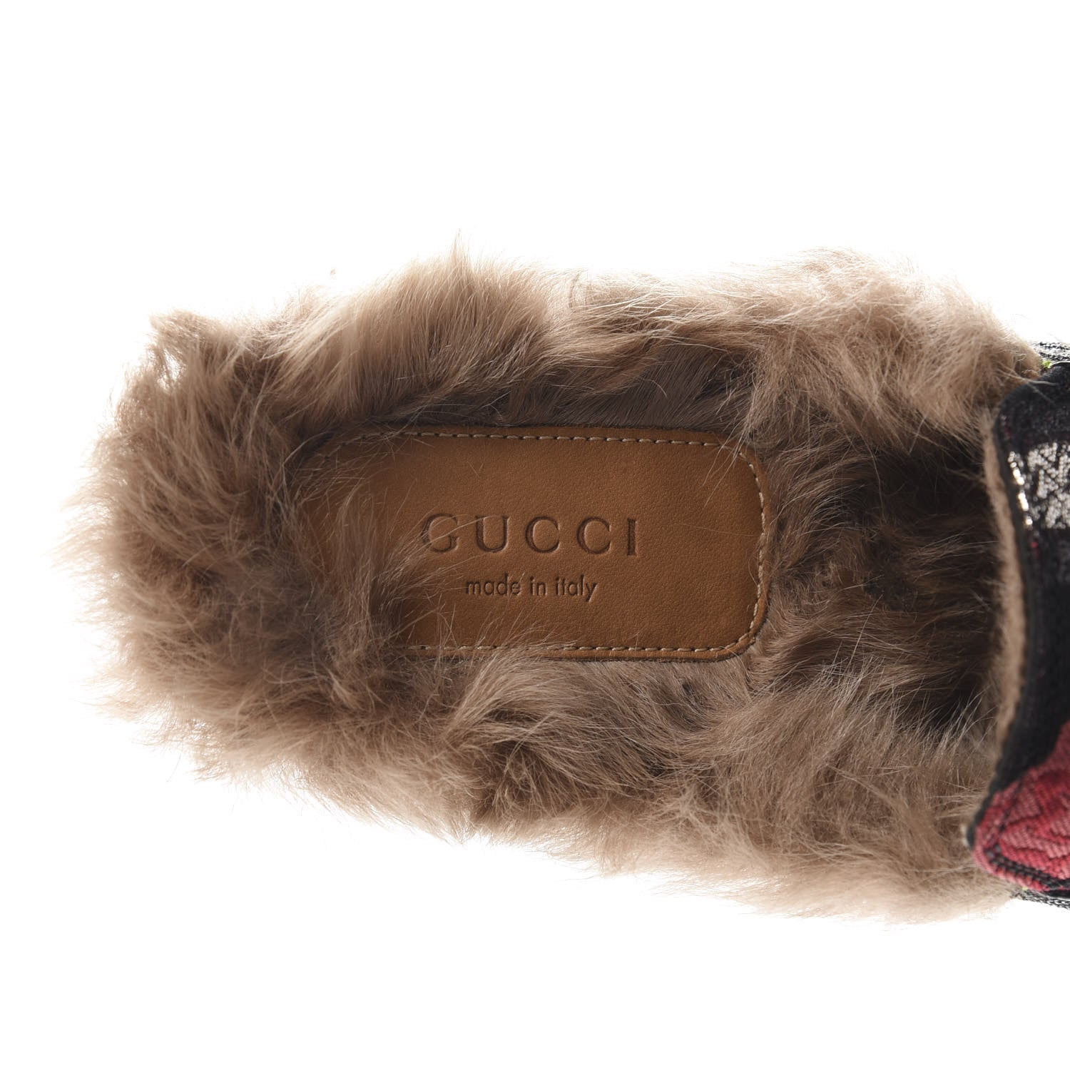 Gucci Brocade Fur Floral Womens Princetown Slippers 35.5 Black Anthracite 8 of 9
