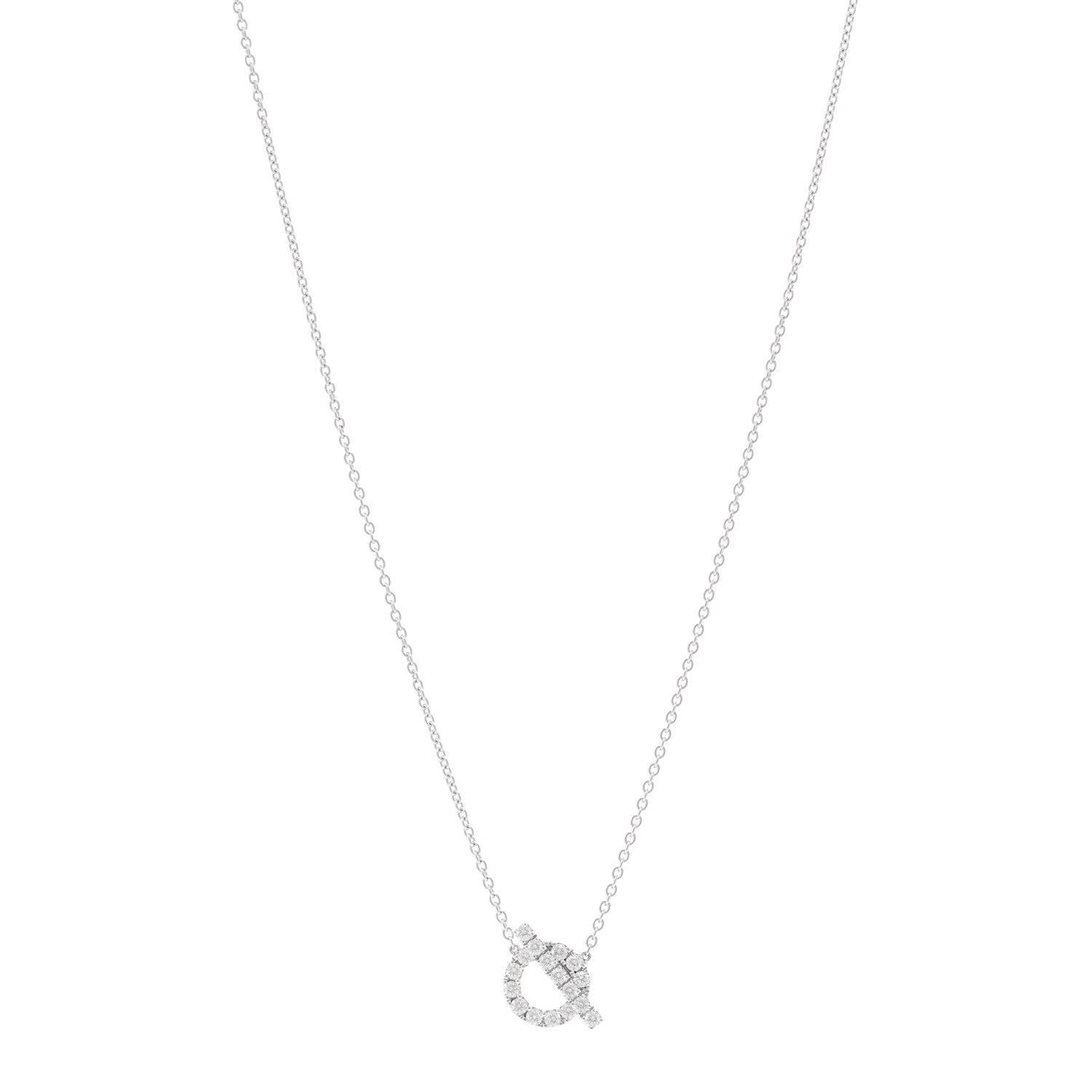 Hermes 18K White Gold Diamond Finesse Pendant Necklace 1 of 6