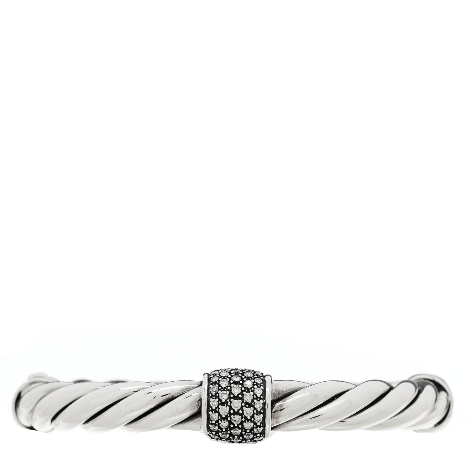 David Yurman Sterling Silver Diamond Midnight Melange Station Bangle Bracelet 1 of 3