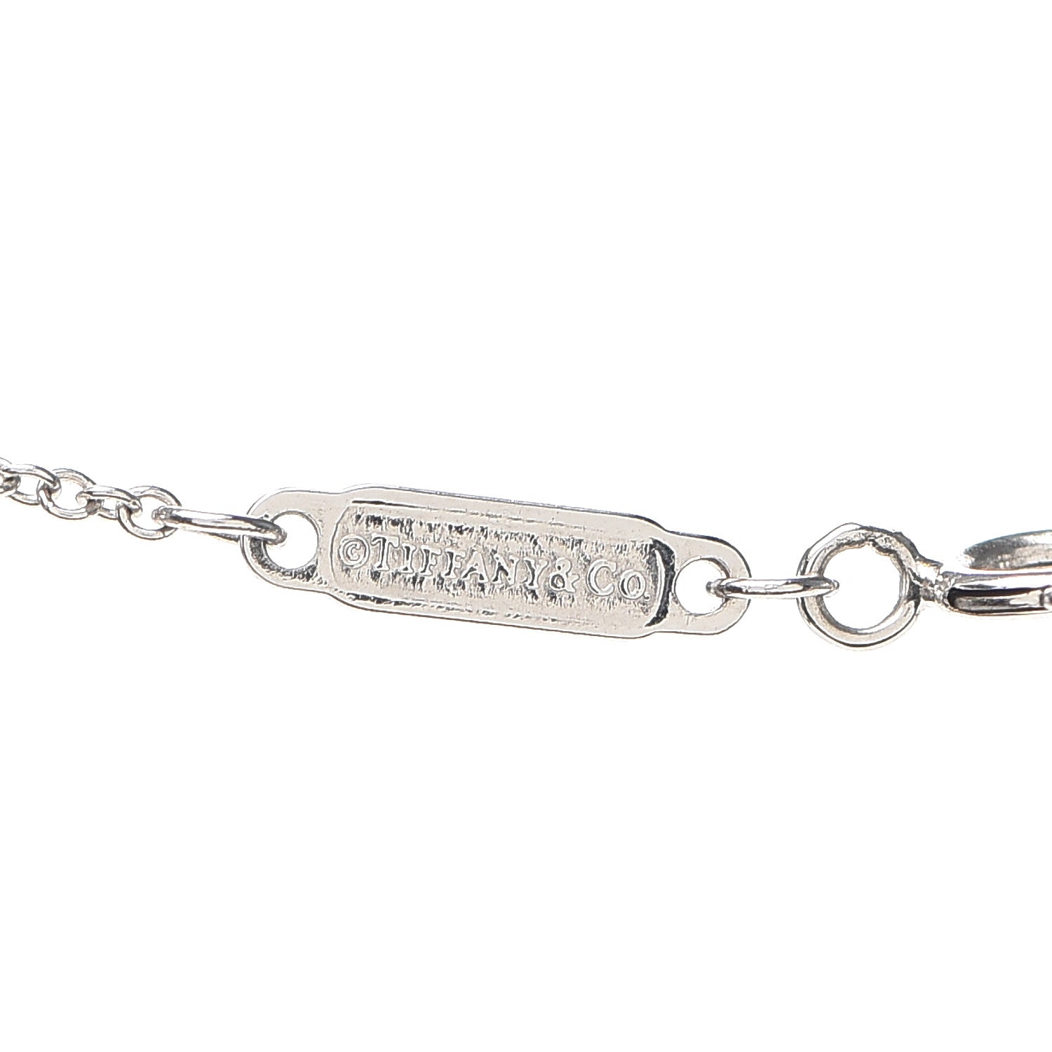 Tiffany 18K White Gold Blue Sapphire T Open Horizontal Bar Pendant Necklace 5 of 6