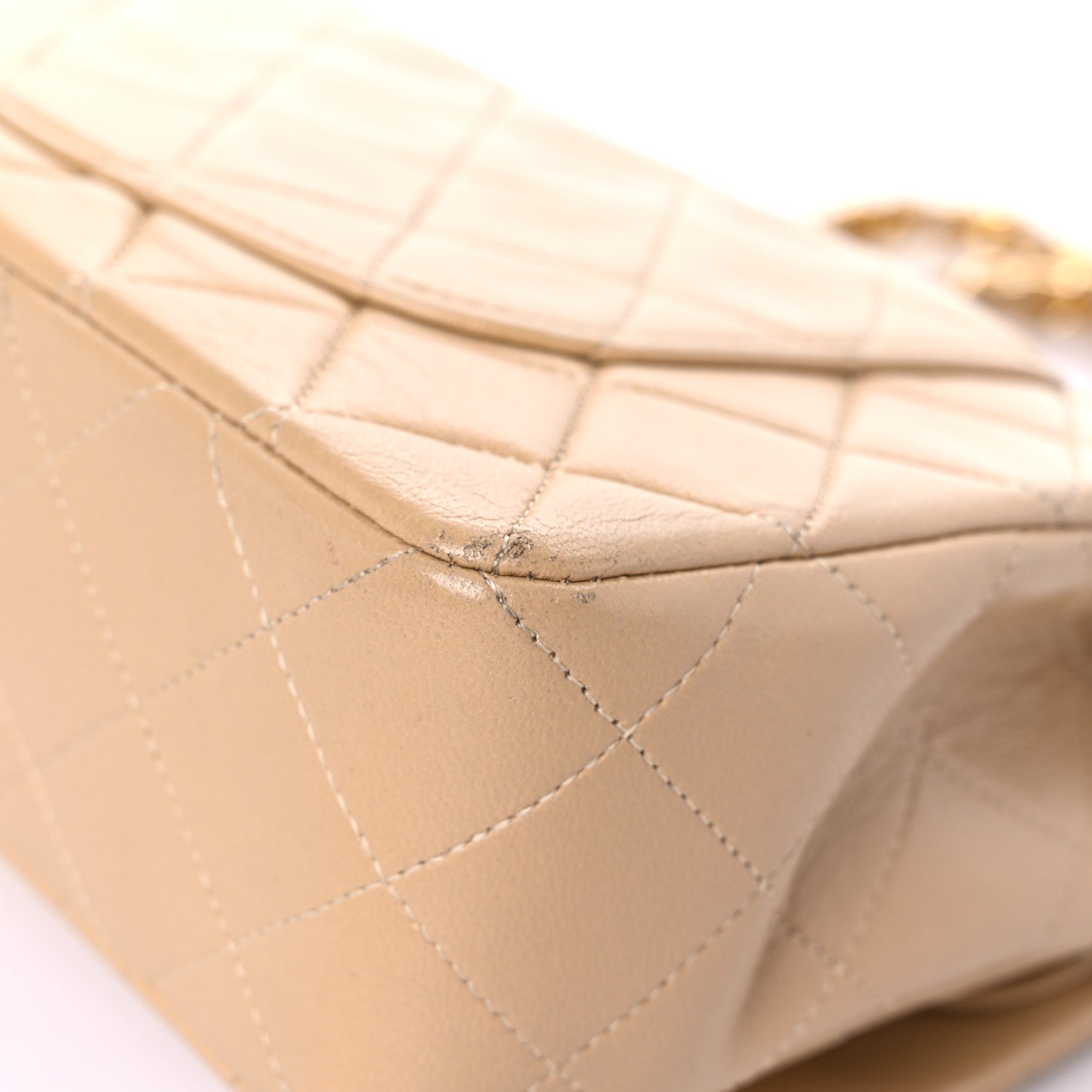 Lambskin Quilted Small Double Flap Beige