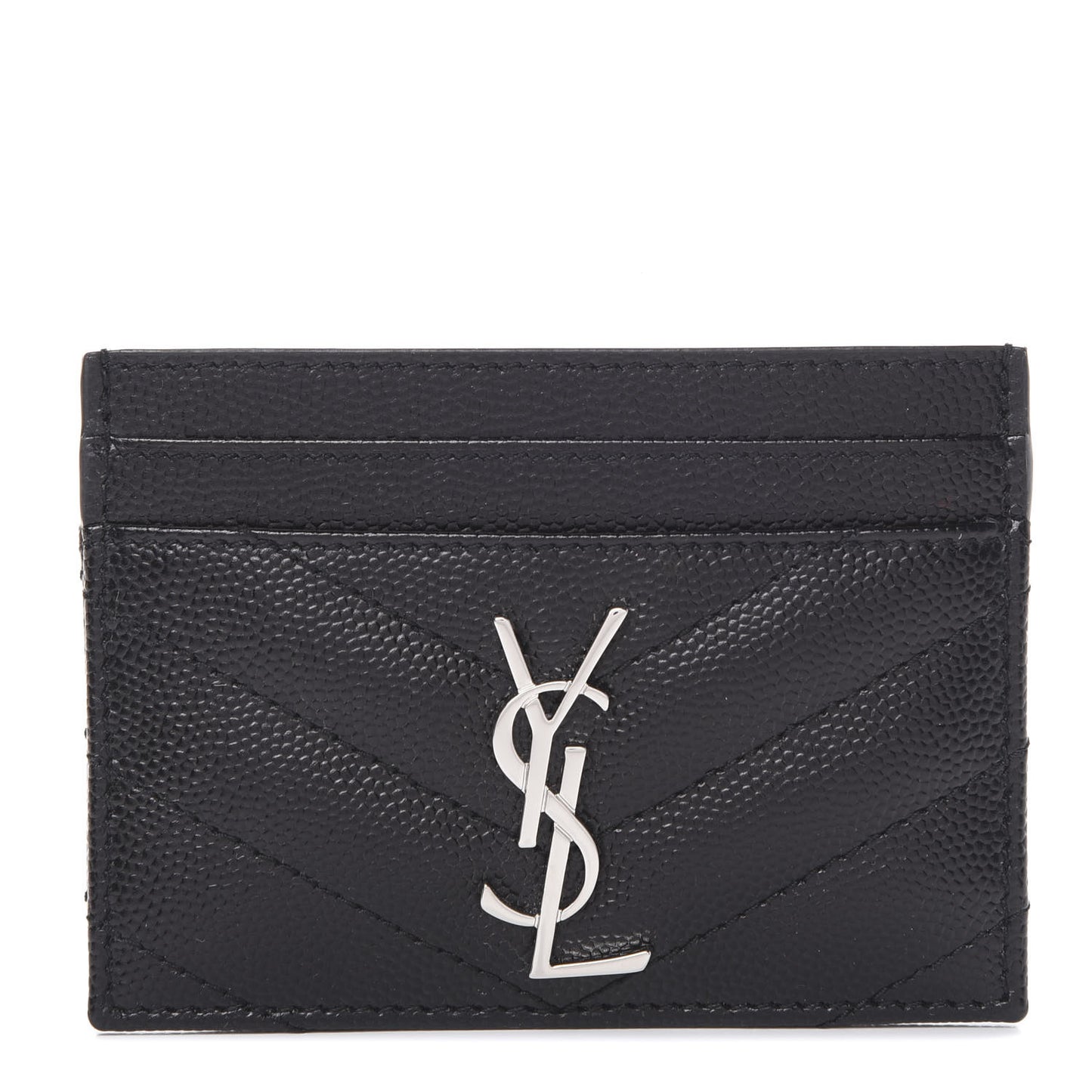 Grain De Poudre Matelasse Chevron Monogram Credit Card Case Black