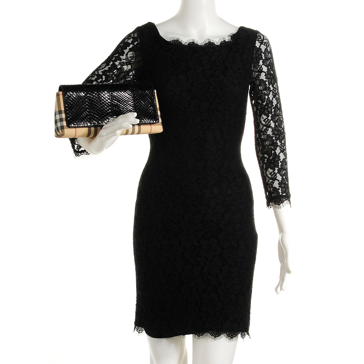 Python House Check Clutch Black